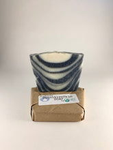 Load image into Gallery viewer, 2 Bars of our AF27 Sensitive Skin Soap which are handmade with care, 1 bar shown in our compostable package.