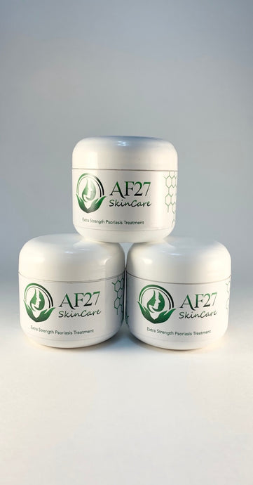 3 Jars of AF27 Peppermint Salve Extra Strength Psoriasis Treatment for moderate to severe cases of psoriasis and eczema.