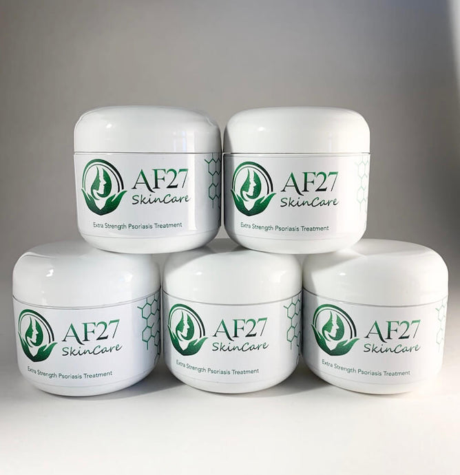 5 Jars of AF27 Peppermint Salve Extra Strength Psoriasis Treatment for moderate to severe cases of psoriasis and eczema.