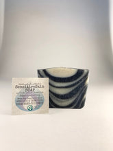 Load image into Gallery viewer, 1 unwrapped bar of AF27 sensitive skin soap, with a card showing all the ingredients.
